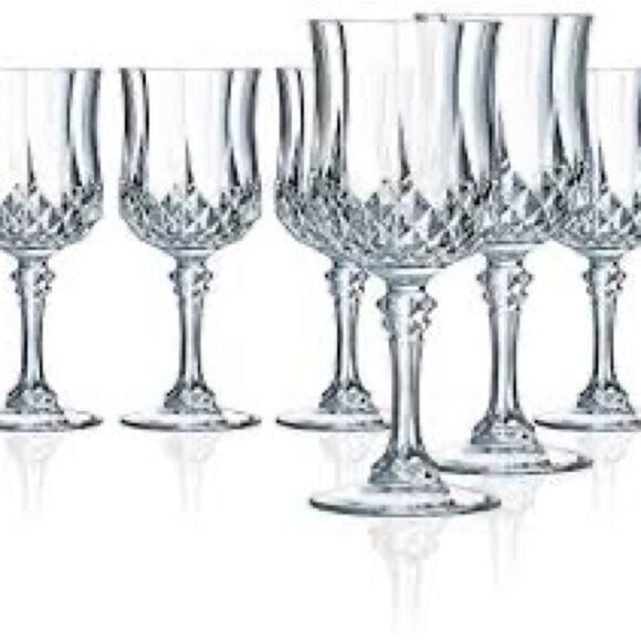 Set of 6 Vintage Cristal d'Arques Longchamp 5.5 oz. Wine Glasses